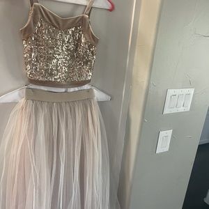 Gold sequin top and tulle skirt